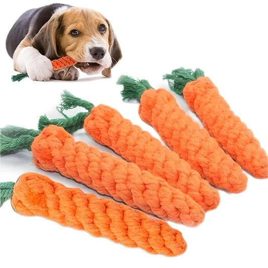 1pc Pet Knot Toy for Dog and Cat Carrot Shape, Chew Toys Cotton Rope